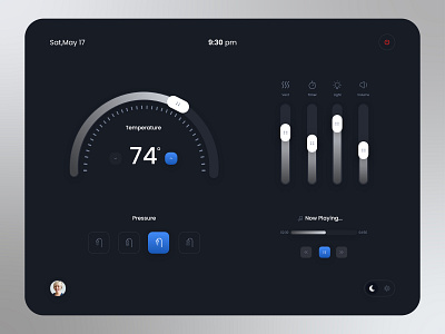 Touch Panel for Smart Shower adobe xd clean dark dark mode dark theme dark ui dashboard ui elegant minimal popular shot smarthome ui design ui trend uiux user interface