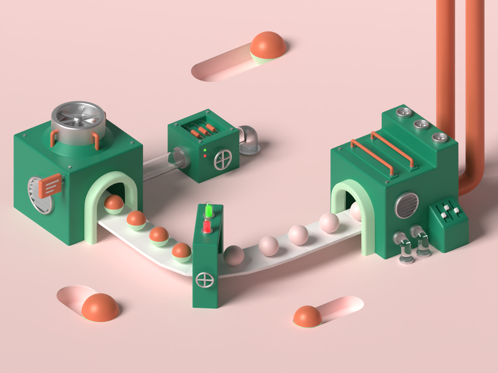 Design Factory 3D Illustration 3d 3d art 3d illustration 3d isometric 3d modeling blender blender3d cute 3d design factory game illustration graphic design illustration industry isometric lowpoly machine minimal piqo design render