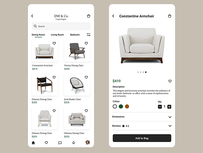 Furniture E-Commerce Browse & Product Details daily 100 daily 100 challenge dailyui dailyuichallenge ecommerce app furniture ecommerce product details