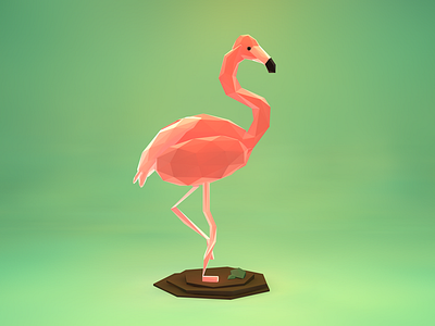 Flamingo 3d c4d illustration low poly model