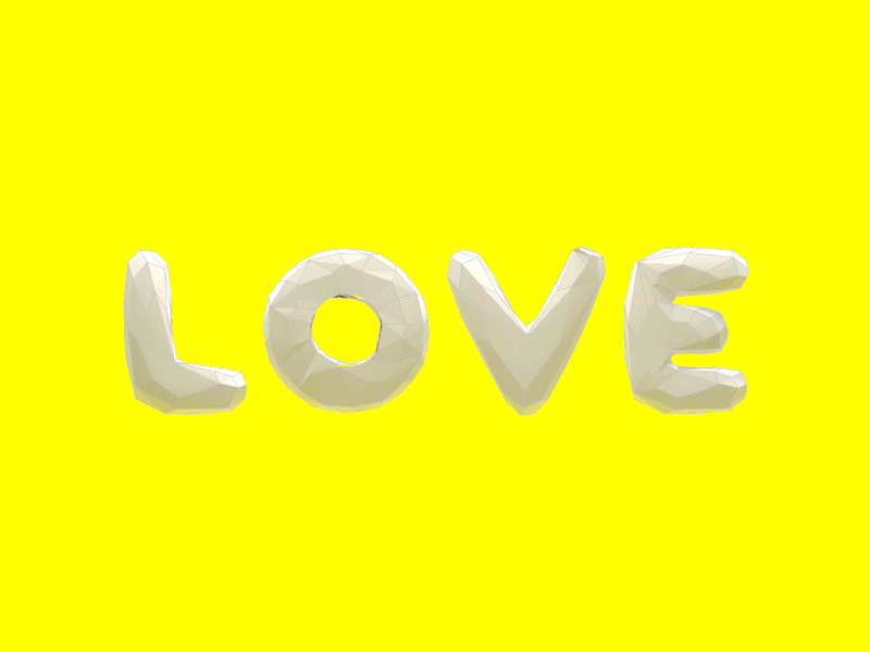 Love 3d animation c4d gif loop low poly typography