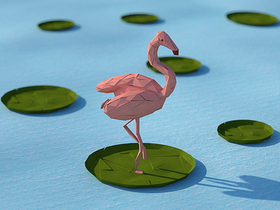 Flamingo 3d animal c4d flamingo low poly model papercraft render