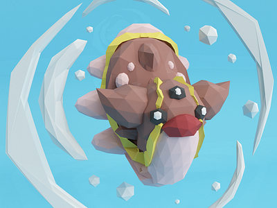 Gastrodon 3d c4d character geometric low poly model pokemon