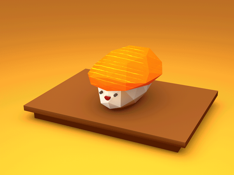 Nigiri animation c4d character food japan loop low poly nigiri sushi