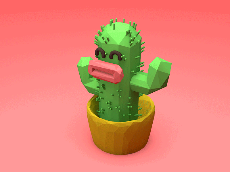 Cactus animation c4d cactus character loop low poly plant