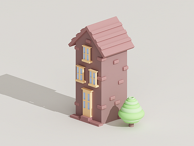 House 3d c4d house illustration isometric low poly model