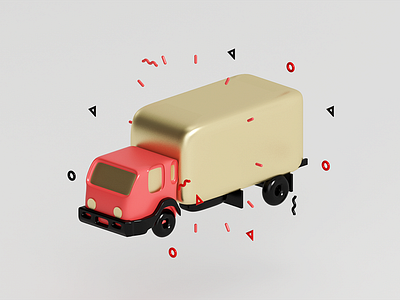 Truck 3d c4d entrepreneur gold illustration infographic render transport vray