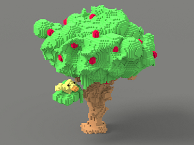 Voxel Tree 3d bird cube magicavoxel model pixel tree voxel