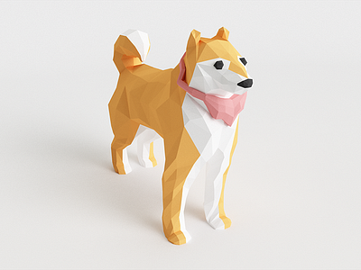 Shiba 3d c4d character dog low poly shiba vray