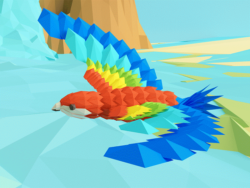 Google Blocks 3d animation blocks c4d google low poly parrot rainbow