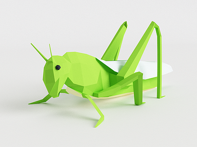 Grasshopper 3d c4d character grasshopper insect low poly vr