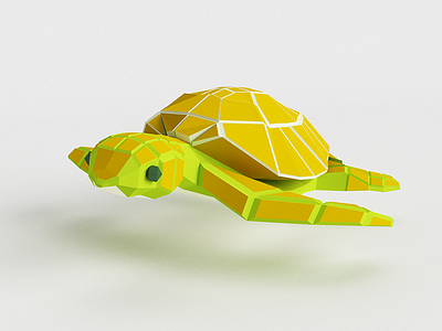 Turtle 3d beach c4d character low poly turtle vr