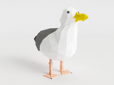 Seagull 3d animal beach bird c4d character low poly seagull vr