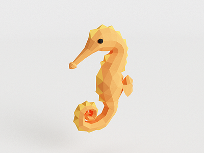 Seahorse 3d animal augmented reality beach c4d character creature low poly minimal seahorse virtual reality