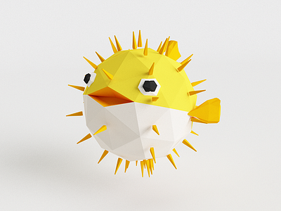 Pufferfish 3d augmented reality beach c4d character creature fish low poly virtual reality