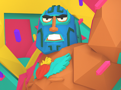 Shoryuken - Guacamelee! 3d 3d model c4d character guacamelee illustration juan low poly mexican mexico video game