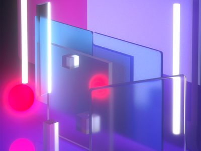 Frosted glass experiment 3d c4d cgi colorful glass material octane purple render textures transparent