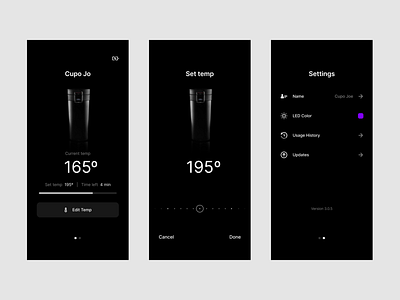 Smart Cup - Mobile App Concept coffee concept design mobile mobileapp product productdesign shiftnudge smart temperature ui uidesign ux uxdesign