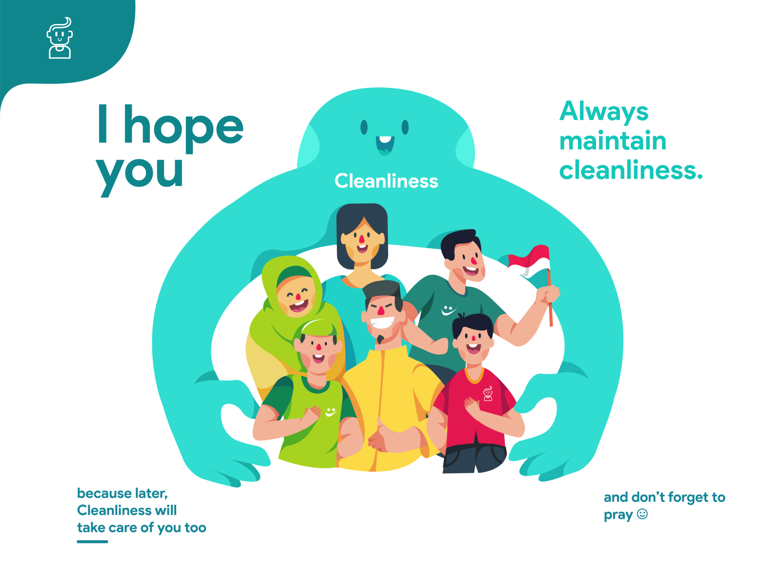 I hope you always maintain cleanliness clean cleanliness coronavirus design flat design flat illustrations illustration indonesian pandemic popular trending