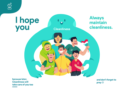 I hope you always maintain cleanliness clean cleanliness coronavirus design flat design flat illustrations illustration indonesian pandemic popular trending