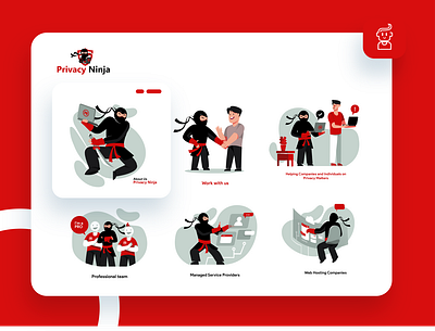Privacy Ninja Icon set app branding design flat illustration icon icon design icon set iconography illustration pandemic red ui ux vector web website