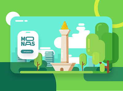 Monas : National Monument of Indonesia app branding design flat illustration flatdesign illustration logo typography ui ux web
