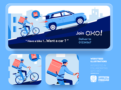 Website Illustrations : Oxo bike and car