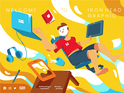 Energized and Dare Different : Ironhead graphic Illustration app branding design illustration logo typography ui ux vector web