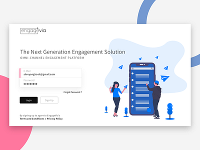 engagevia Login Screen illustration minimal ui ux vector web website