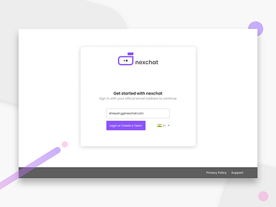 nexchat - Team Messenger Login Screen chat app design login minimal ui ux