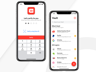 Password Manager App for iOS - Vault design ios minimal onboarding password password manager ui uidesign uidesigner ux