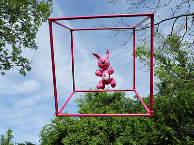 Hare Square art design inflatable installation photography pink plastic rabbit unnatural