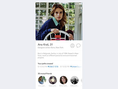 Profile screen app ios minimal photo profile simple social tinder ui ux