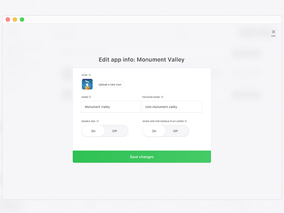 Dashboard: edit app info