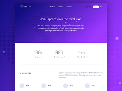 Tapcore About about company jobs layout minimal simple typography work