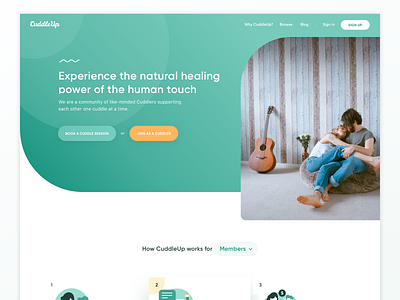 CuddleUp.com redesign — landing page clean gradient home page illustration landing page medical minimal simple therapist therapy ui ux web website