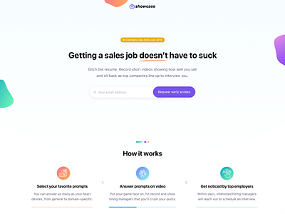 Showcase Landing Page: Preview clean design gradient hr jobs landing page minimal simple ui web website