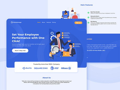 WorkManage - Monitoring Web Tools design full page illustration landing page ui uidesign uiux ux vector web design website