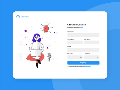 LoveTime Login Page - Time Manager Website branding design illustration logo typography ui uidesign uiux ux vector