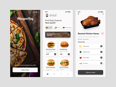 ManganKuy - Food Delivery Online Apps burger clean delivery food food mobile homescreen minimalist online food splash screen ui uiux white
