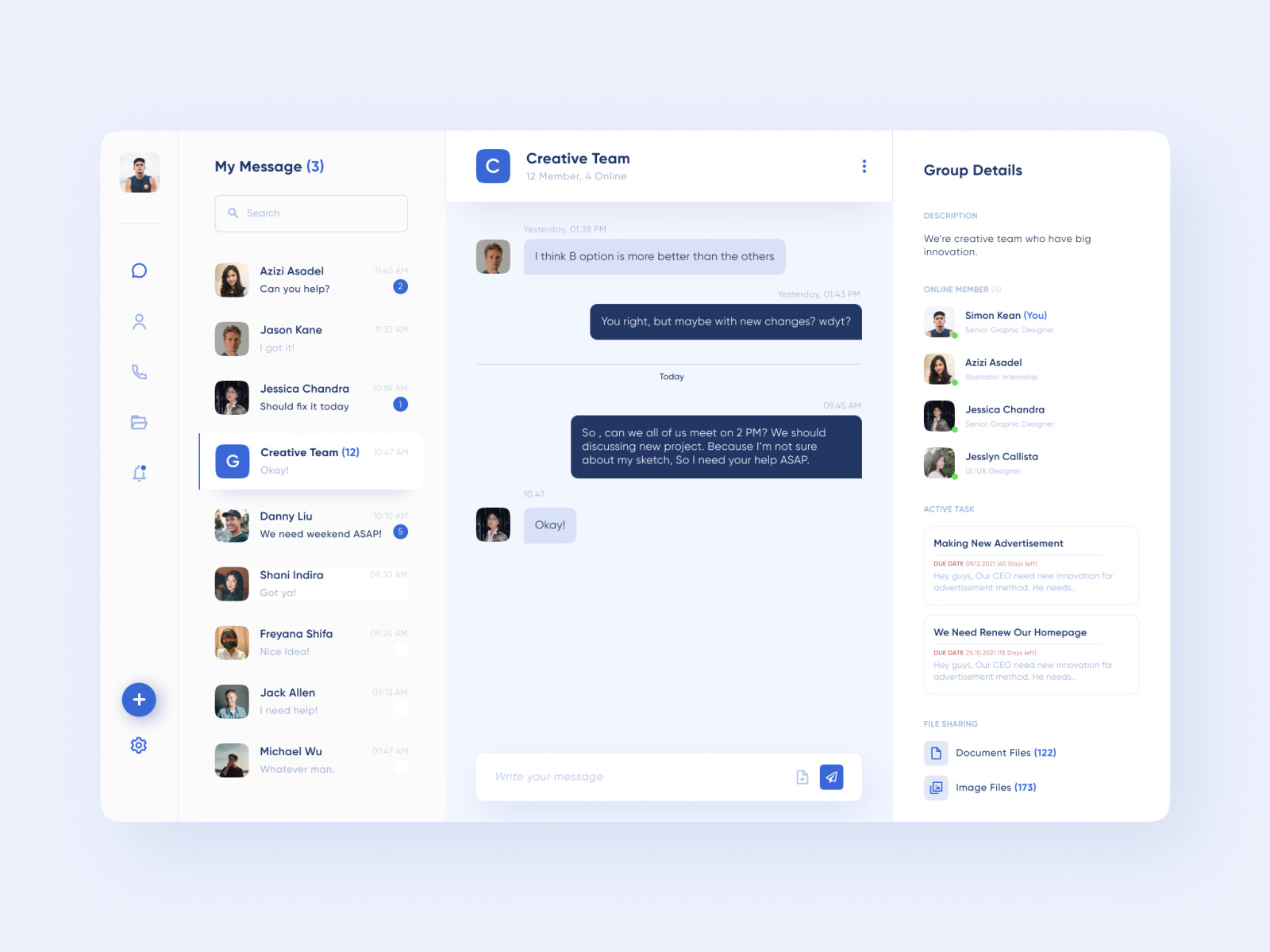 Chitchat - Messaging Platform for Company by Dian on Dribbble