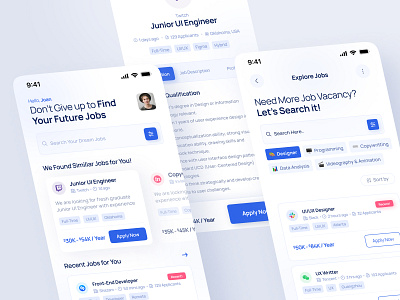 Job Researcher Mobile App UI Design