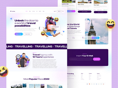 Travelling - Website Landing Page booking figma glassmorphism landing page ticket travel ui ux