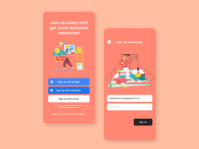 Sign up Mobile App UI Design adobexd app dailyui dailyui 001 dailyuichallenge figma mobile mobile ui ui uidesign uidesignchallenge uidesigns ux