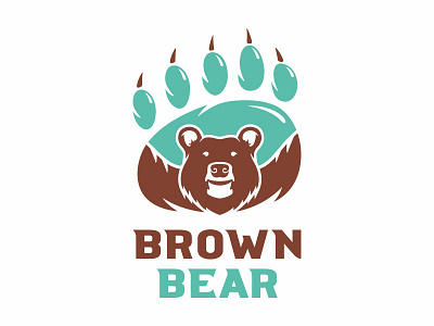 Brown Bear Logo animal bear branding brown design footprint graphic design grizzly identity illustration logo logotype print vector