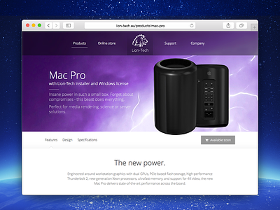 Lion-Tech web page: Mac Pro design web webste