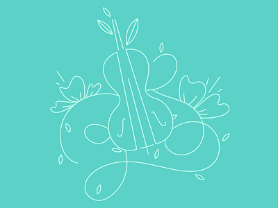Illustration for a logo cello flowers illustration leaves music summer
