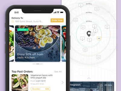 #WeekendHack | Food delivery iphone X app food iphone x map mobile app sketch