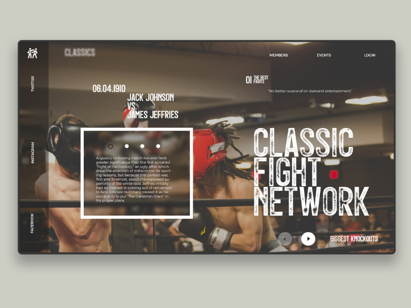 Classic fight network - Concept concept web designer ux fight boxing ufc webdesign ui design