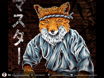 Chef Fox animal apparel branding chef cook design fantasy food fox fujhine illustration ilustrator japan poster sushi tee tshirt